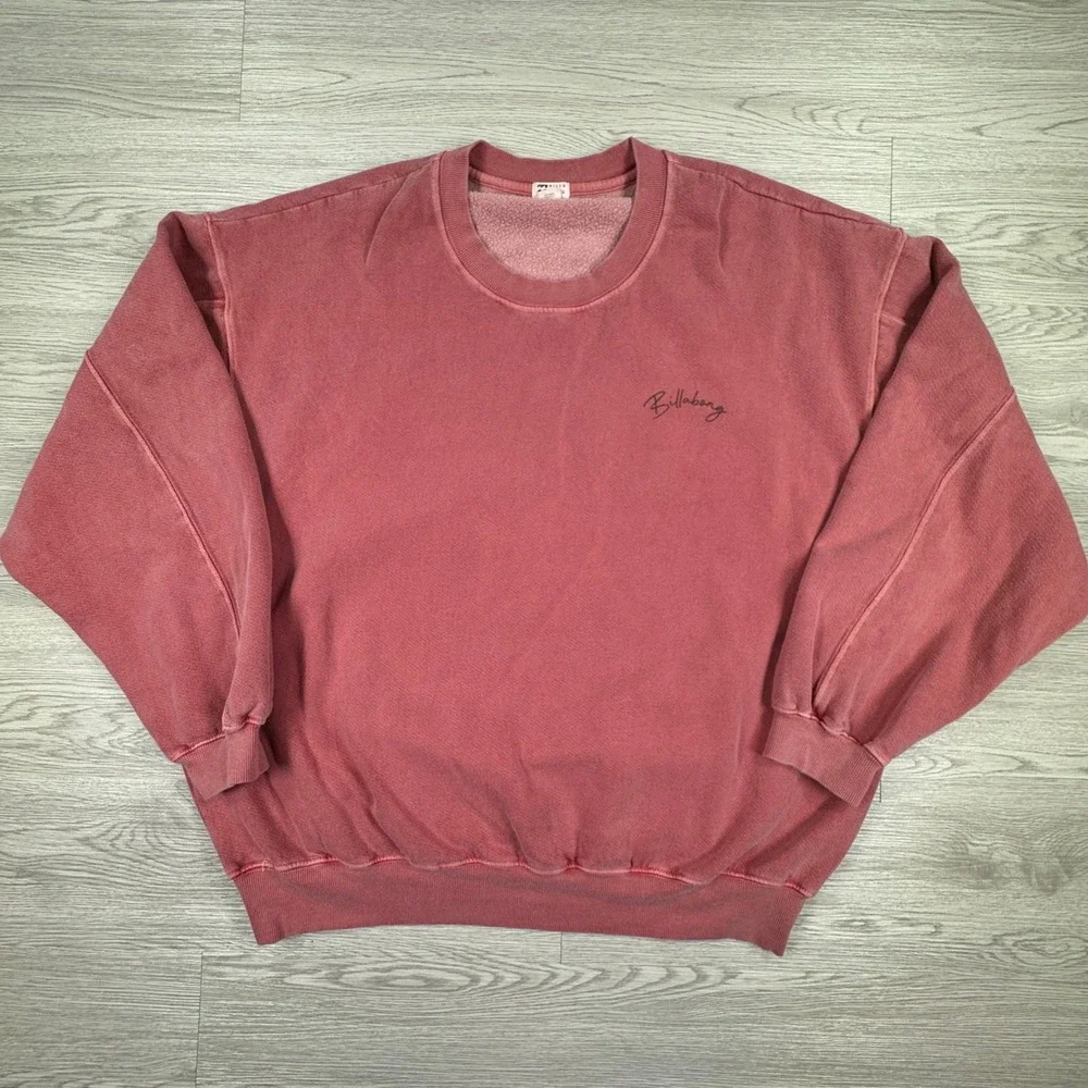 Billabong Men's Sweatshirt Dreaming of Paradise Graphic Pink XL Palm Tree